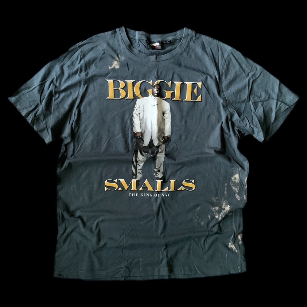 Biggie Smalls Graphic Tee in Charcoal with Gold Print